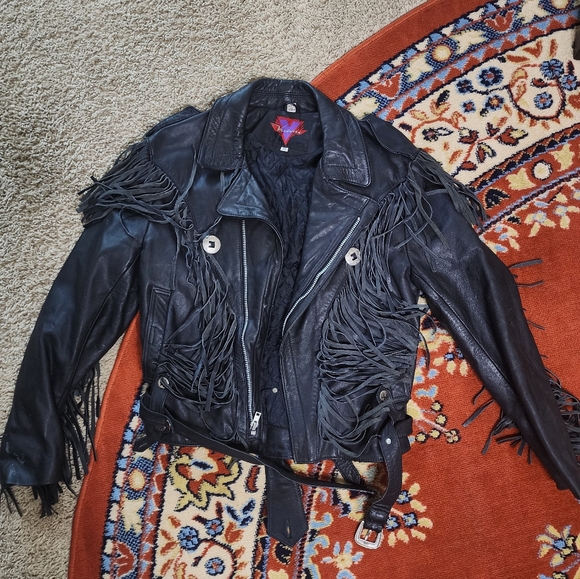 Vintage Verducci Black Leather Fringe Jacket - Picture 2 of 12